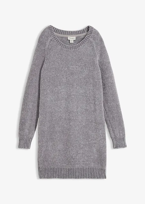 Oversize-Kleid in Strick in grau von vorne - bonprix
