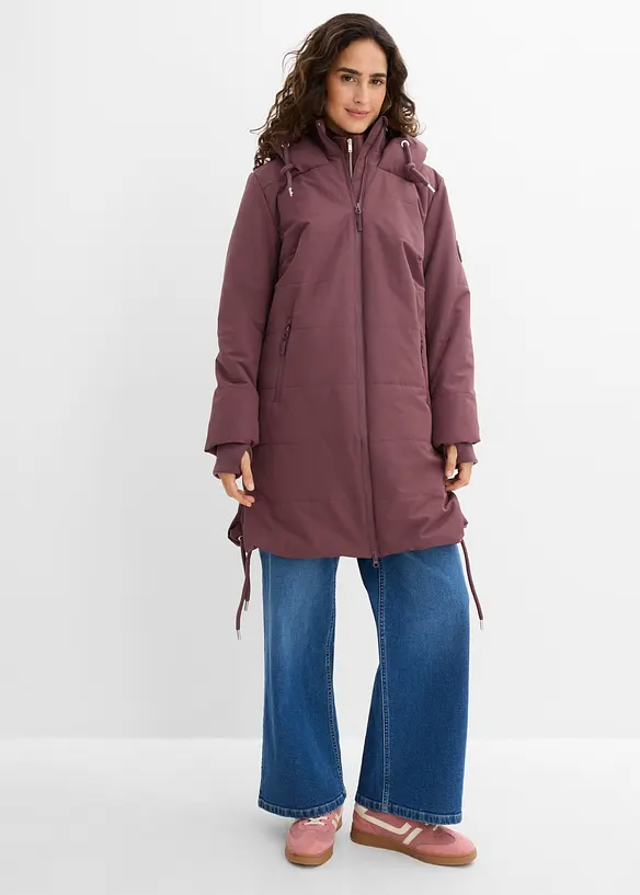 Wasserabweisender Steppmantel in lila von vorne (Totalaufnahme) - bonprix