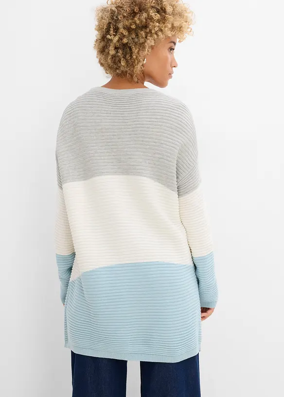 Longpullover mit Rippmuster in grau von hinten (im Anschnitt) - bonprix