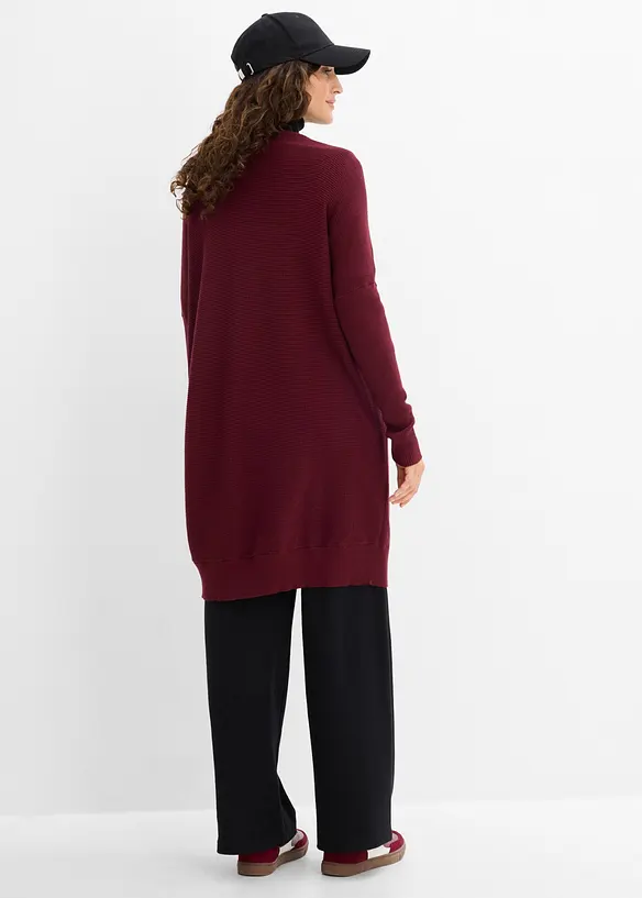 Long-Pullover aus Viskose-Mix in rot von hinten (im Anschnitt) - bonprix
