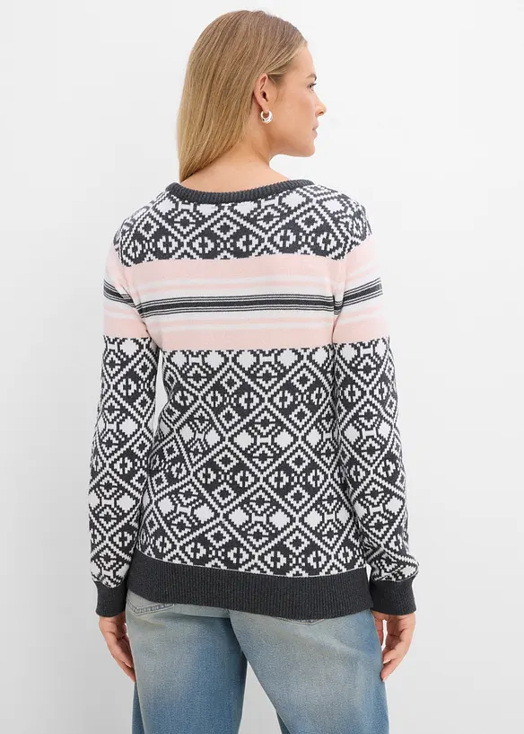 Norweger-Pullover in grau von hinten (im Anschnitt) - bonprix