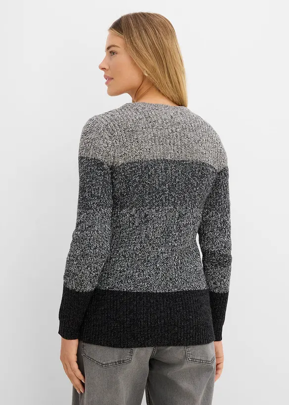Pullover mit Streifenmuster in grau von hinten (im Anschnitt) - bonprix