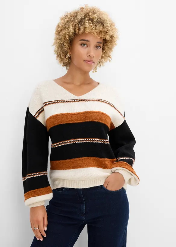 Pullover in beige von vorne (im Anschnitt) - bonprix
