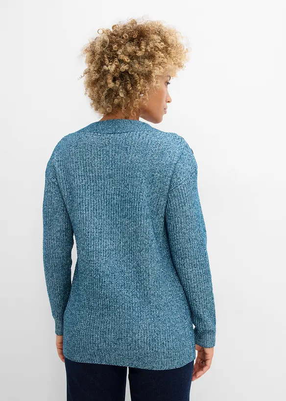 Pullover mit Knöpfen in petrol von hinten (im Anschnitt) - bonprix