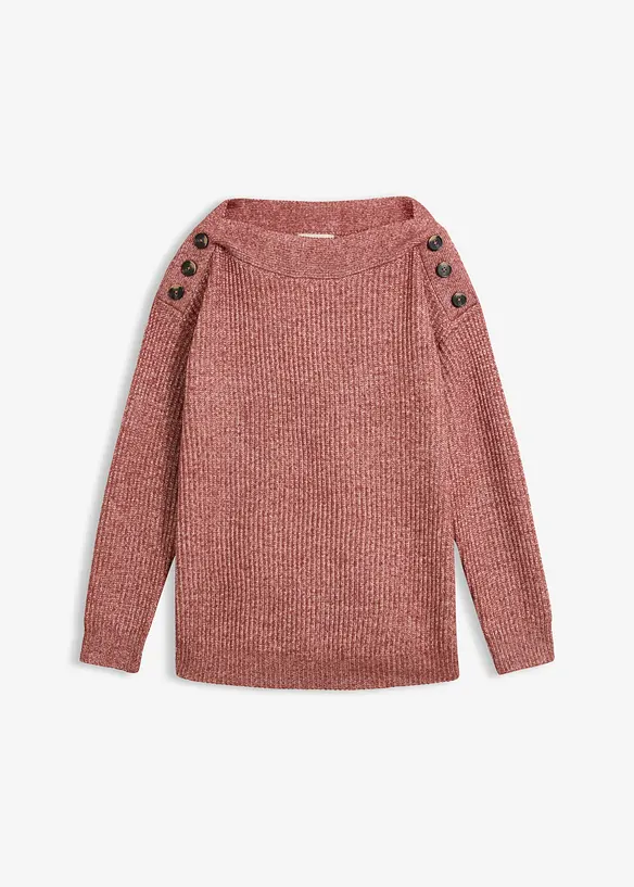 Pullover mit Knöpfen in rosa von vorne - bonprix