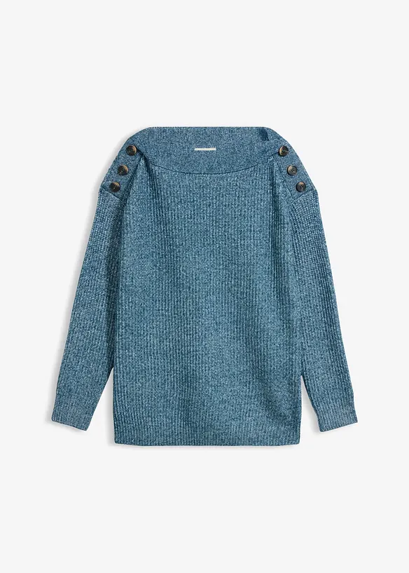 Pullover mit Knöpfen in petrol von vorne - bonprix