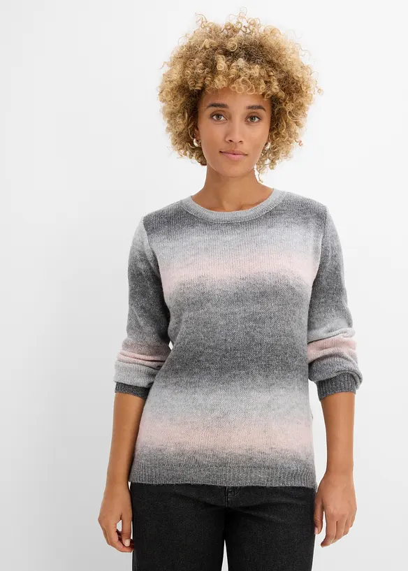 Grobstrick-Pullover mit Farbverlauf von vorne (im Anschnitt) - bonprix