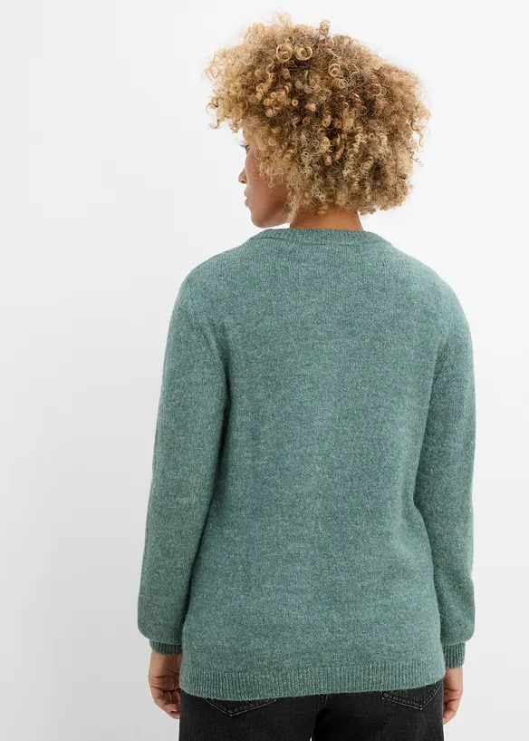 Pullover mit Ballonärmeln in blau von hinten (im Anschnitt) - bonprix