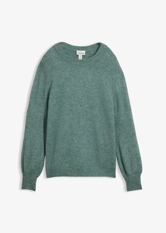 Pullover mit Ballonärmeln in blau von vorne - bonprix