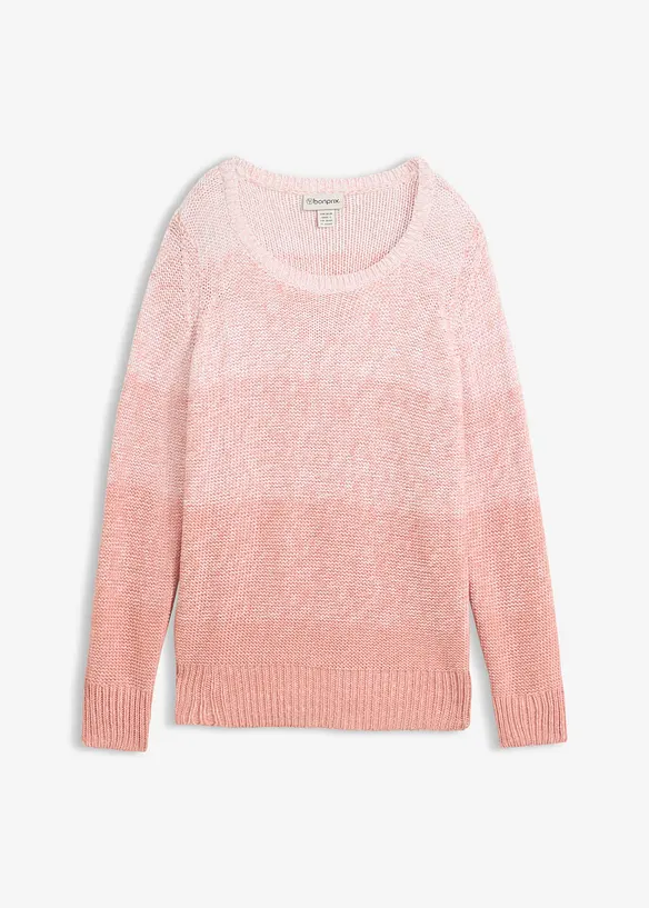 Grobstrick-Pullover mit Farbverlauf in rosa von vorne - bonprix