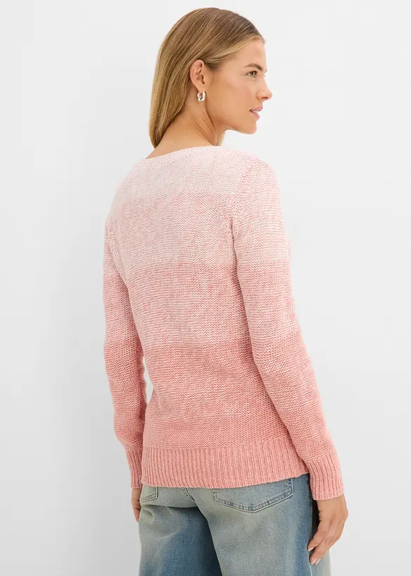Grobstrick-Pullover mit Farbverlauf in rosa von hinten (im Anschnitt) - bonprix