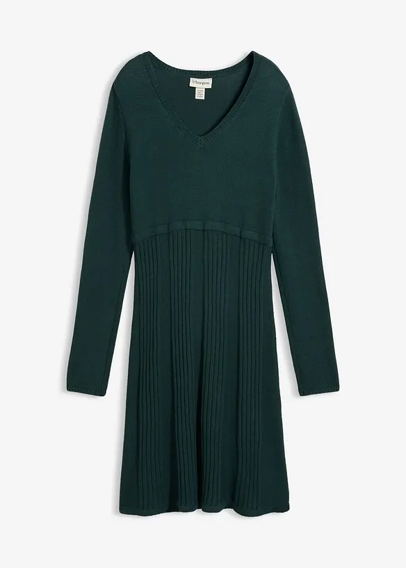 Strickkleid in grün von vorne - bonprix