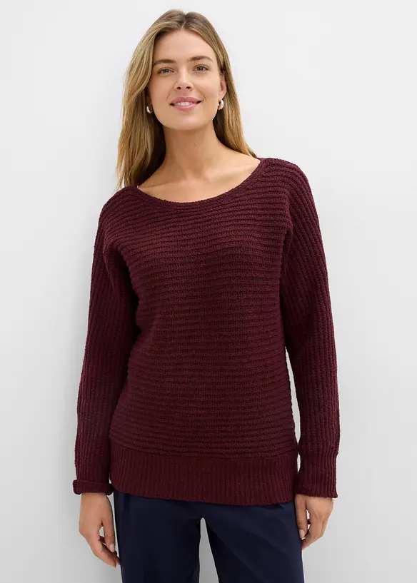 Grobstrick-Pullover in rot von vorne (im Anschnitt) - bonprix