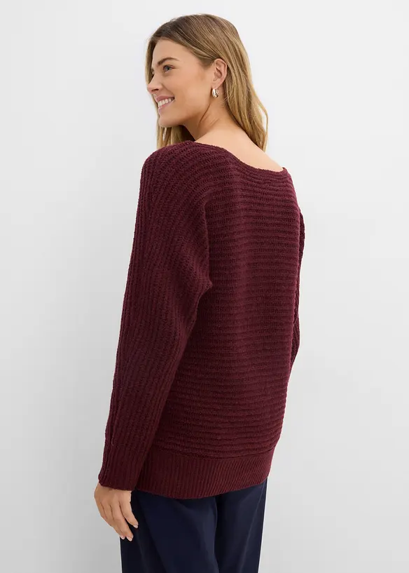 Grobstrick-Pullover in rot von hinten (im Anschnitt) - bonprix