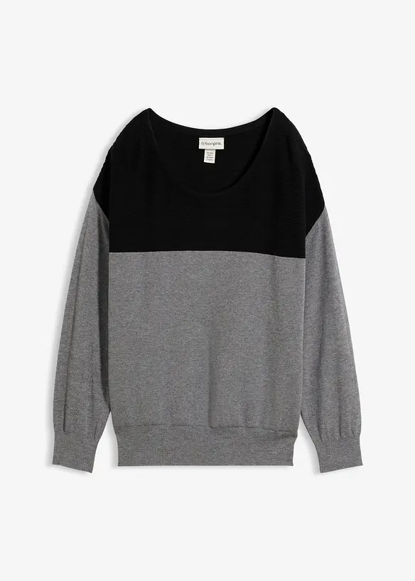 Oversize-Pullover in schwarz von vorne - bonprix