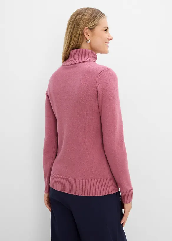 Rollkragenpullover in lila von hinten (im Anschnitt) - bonprix