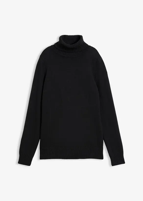 Rollkragenpullover in schwarz von vorne - bonprix