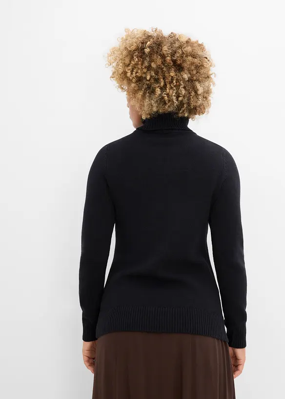 Rollkragenpullover in schwarz von hinten (im Anschnitt) - bonprix
