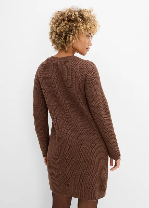 Strickkleid in braun von hinten (Totalaufnahme) - bonprix