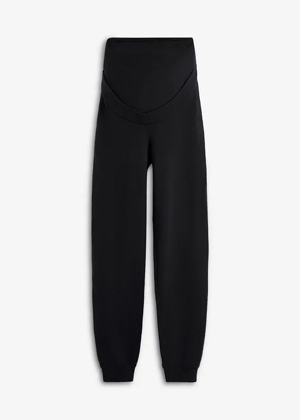 Umstandshose aus weichem Strick in schwarz von vorne - bonprix
