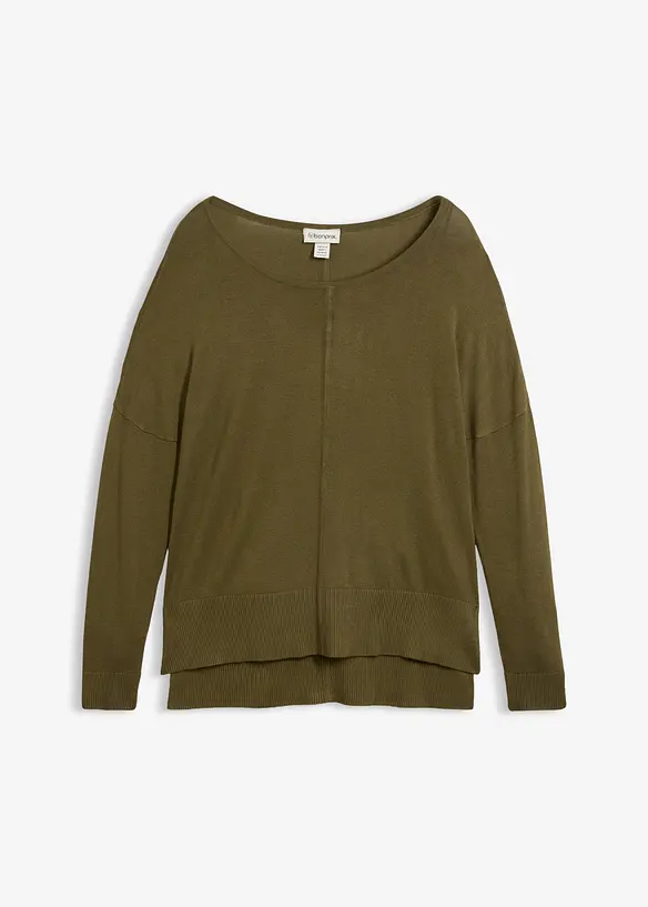 Oversize-Strickpullover in grün von vorne - bonprix