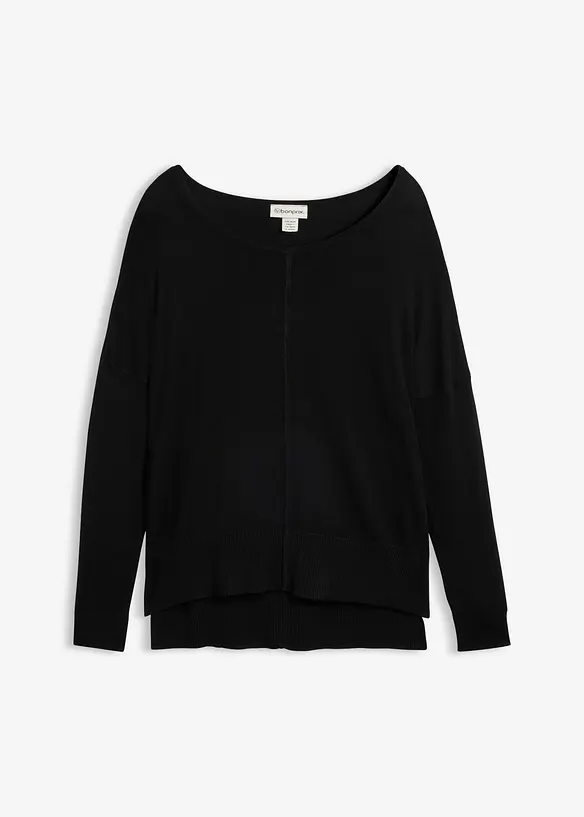 Oversize-Strickpullover in schwarz von vorne - bonprix