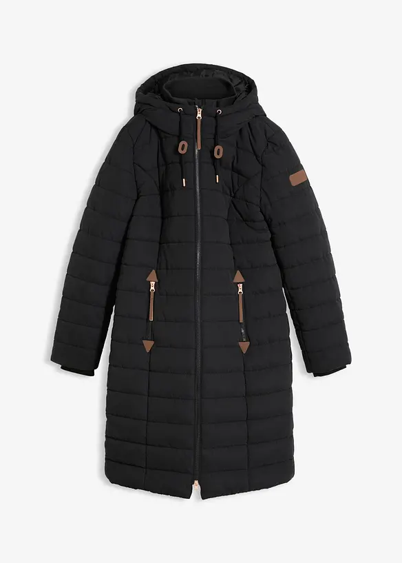 Steppmantel, 2-in-1 Optik in schwarz von vorne - bonprix
