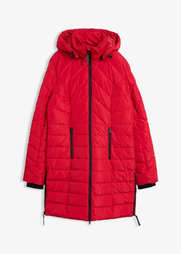 Long-Steppjacke mit Wattierung in rot von vorne - bonprix