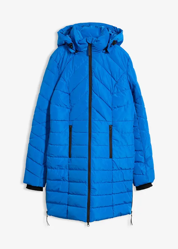 Long-Steppjacke mit Wattierung in blau von vorne - bonprix