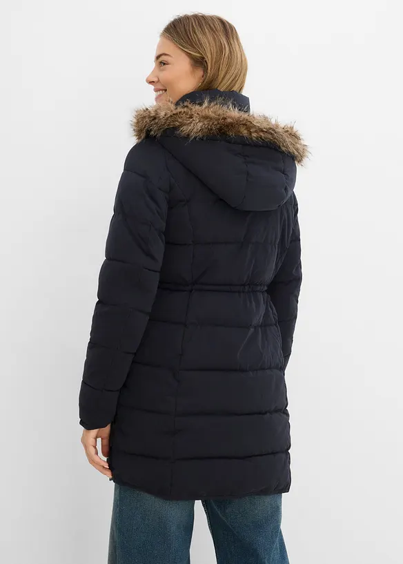 Steppjacke mit Kapuze, gefüttert in schwarz von hinten (im Anschnitt) - bonprix