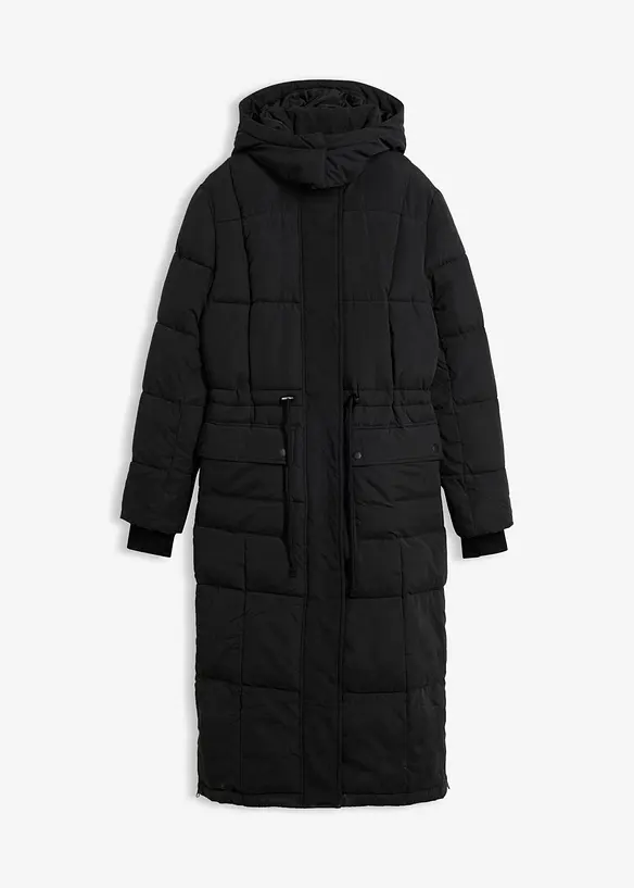 Wintermantel mit seitlichen Reißverschlüssen in schwarz von vorne - bonprix
