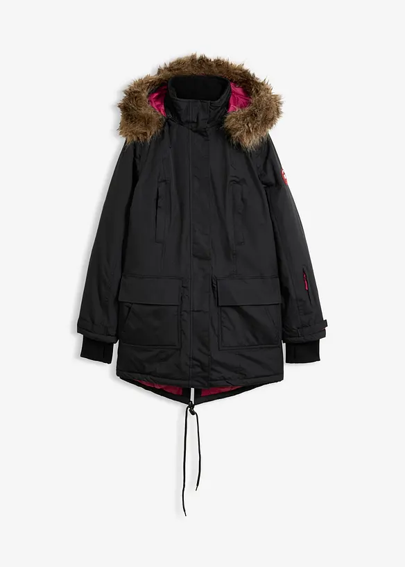 wasserdichter Funktions-Outdoorparka, wattiert in schwarz von vorne - bonprix