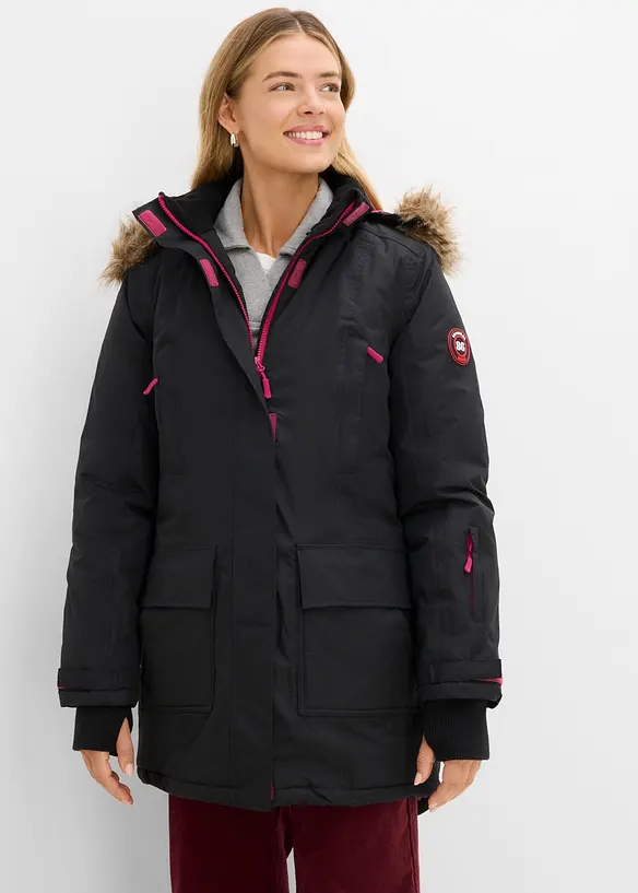 wasserdichter Funktions-Outdoorparka, wattiert in schwarz von vorne (im Anschnitt) - bonprix