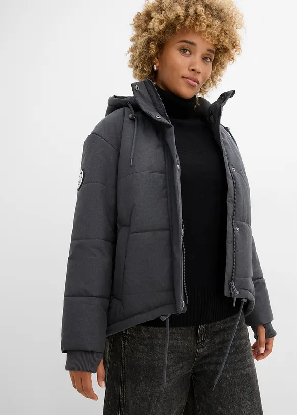 wasserabweisende Outdoor-Steppjacke, Oversized in grau von vorne (im Anschnitt) - bonprix