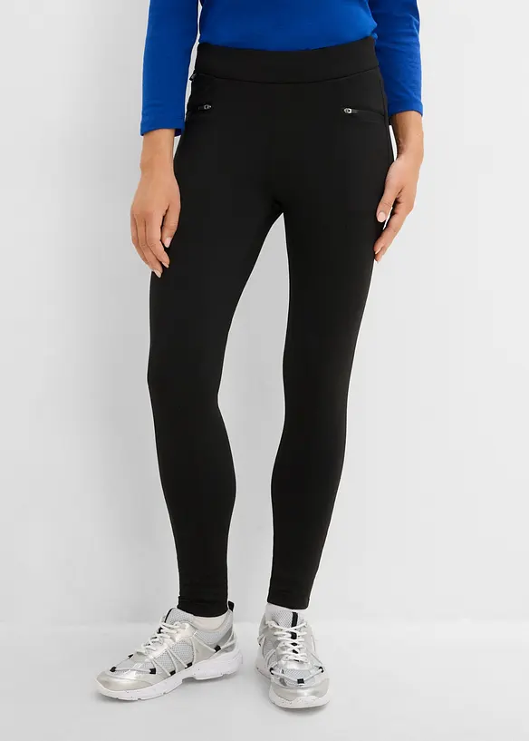 Knöchelfreie Thermo Sport-Leggings, schnelltrocknend in schwarz von vorne - bonprix