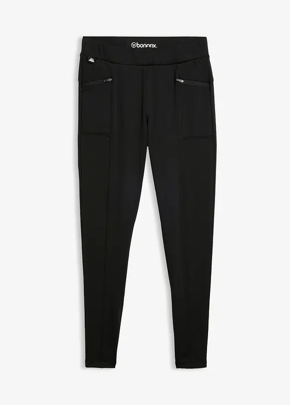 Knöchelfreie Thermo Sport-Leggings, schnelltrocknend in schwarz von vorne - bonprix