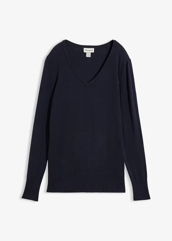 Feinstrickpullover in blau von vorne - bonprix