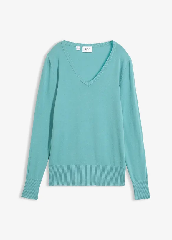 Feinstrickpullover in grün von vorne - bonprix
