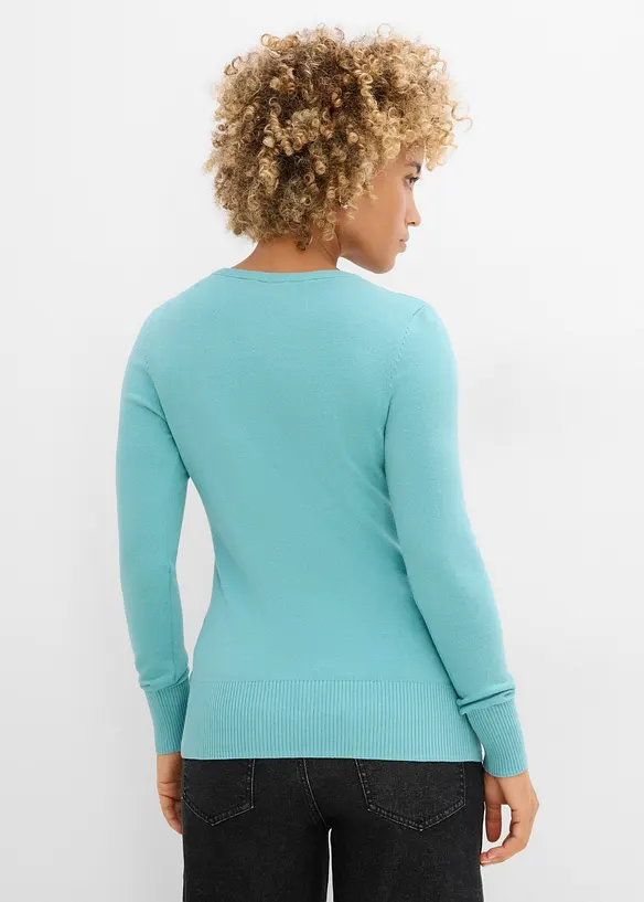 Feinstrickpullover in grün von hinten (im Anschnitt) - bonprix