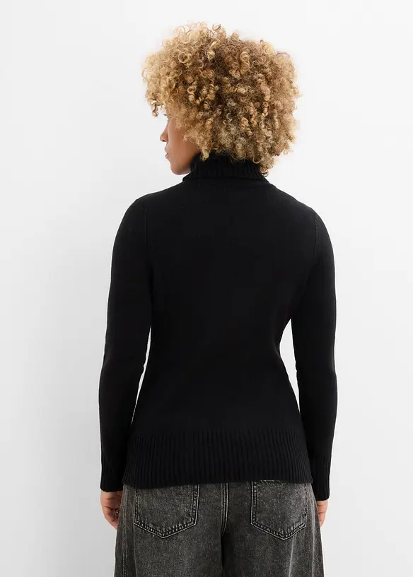 Basic Rollkragenpullover in schwarz von hinten (im Anschnitt) - bonprix