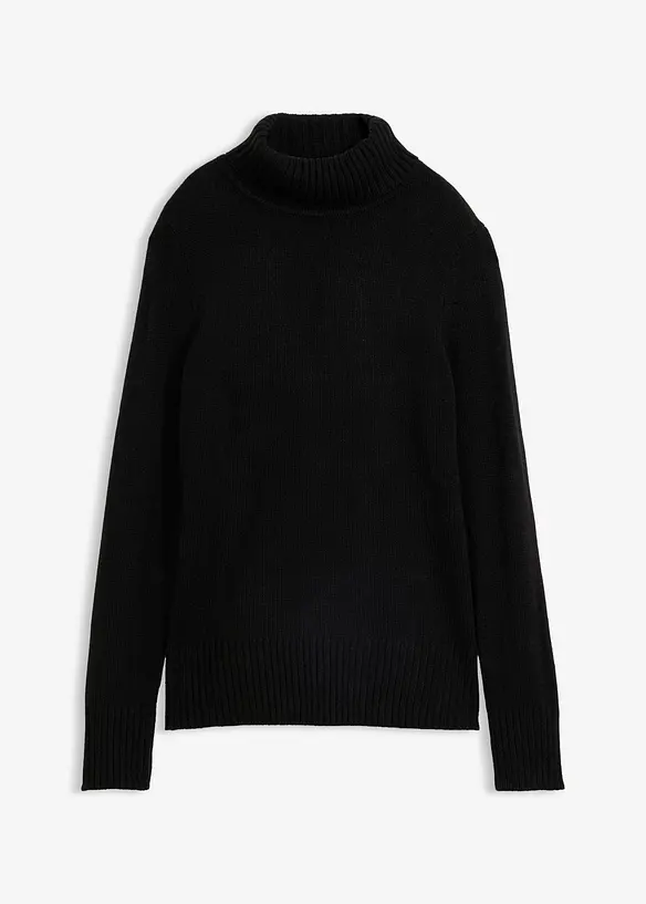 Basic Rollkragenpullover in schwarz von vorne - bonprix