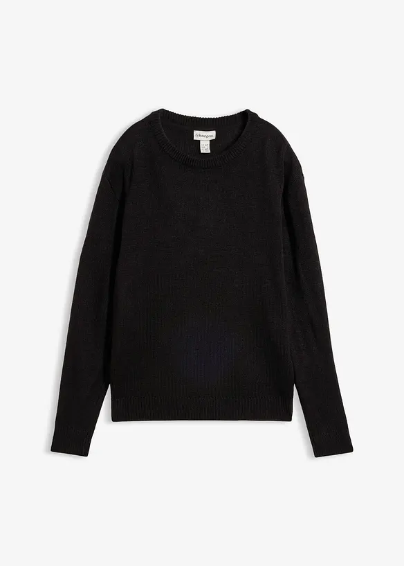Strick-Pullover mit Rundhals-Ausschnitt in schwarz von vorne - bonprix