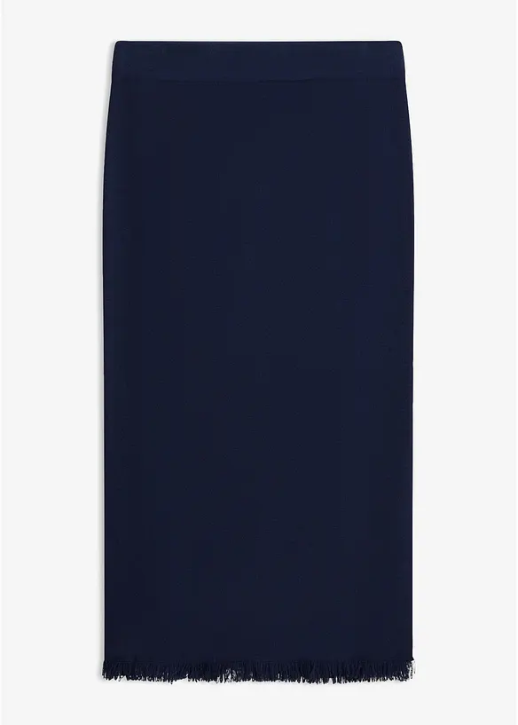 Strickrock mit Fransenkante in blau von vorne - bonprix Strickrock mit Fransenkante in blau von vorne - bonprix