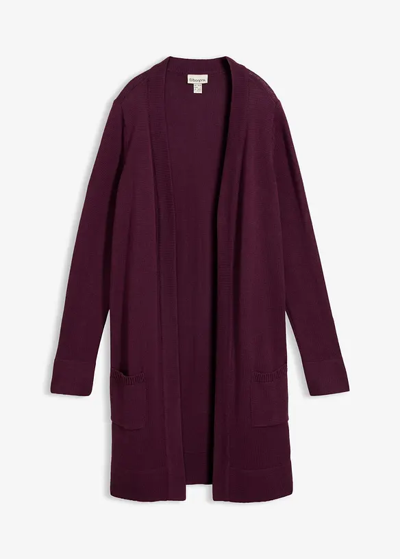 Longstrickjacke, Langarm in lila von vorne - bonprix