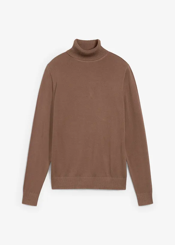 Rollkragenpullover in braun von vorne - bonprix