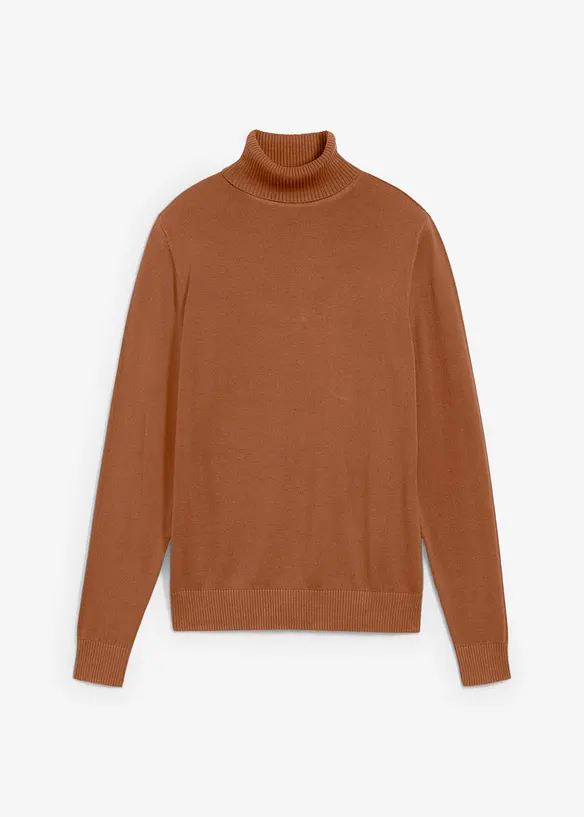 Rollkragenpullover in braun von vorne - bonprix