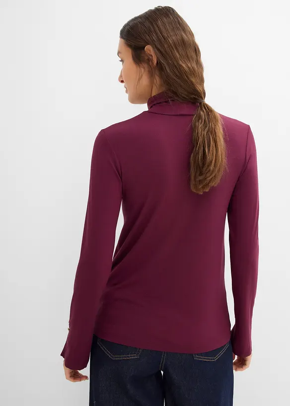 Rollkragenshirt mit dekorativen Knöpfen in rot von hinten (im Anschnitt) - bonprix