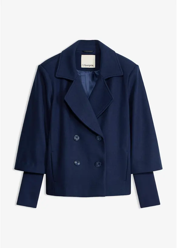 Cabanjacke mit Strickärmeln in blau von vorne - bonprix