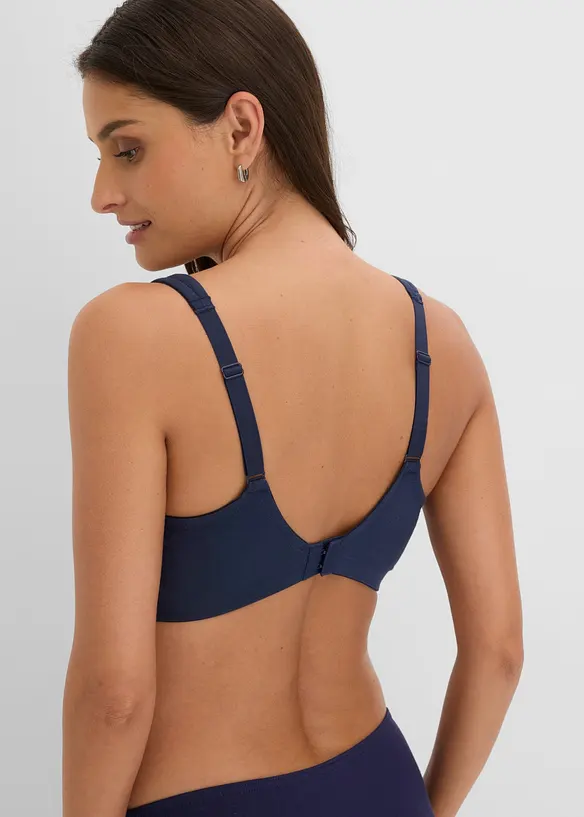 BH ohne Bügel mit Bio-Baumwolle (2er Pack) in blau von hinten (im Anschnitt) - bonprix
