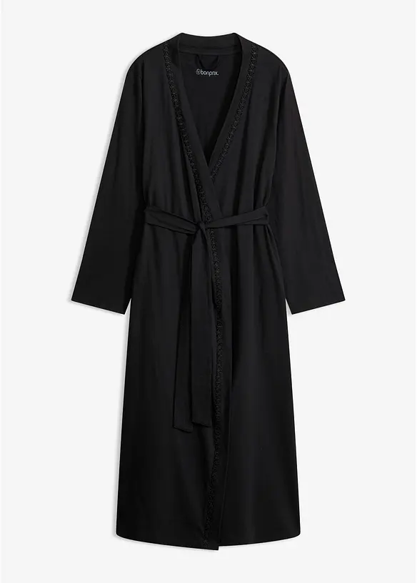 Bademantel aus Shirtqualität in schwarz von vorne - bonprix